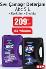 ABC SIVI ÇAMAŞIR DETERJANI 5 L fiyat ve kampanya bilgisi
